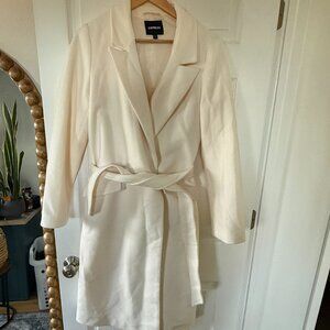 Express White Wrapped Long Coat